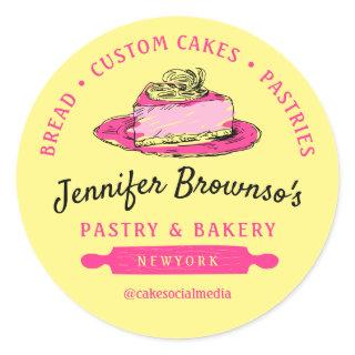 Yellow Bakery Pastry Lemon Cheesecake Classic Round Sticker