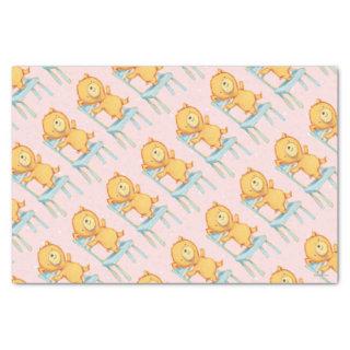 Yellow Bear Dances and Plays on Chair Tissue Paper