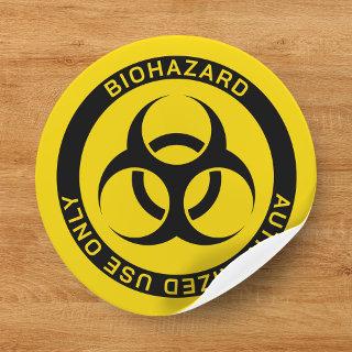 Yellow Biohazard Authorized Use Only Caution Classic Round Sticker