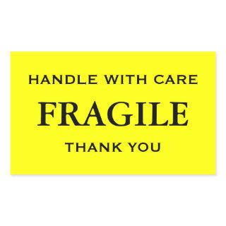 Yellow/Black Fragile. Handle with Care. Thank you. Rectangular Sticker