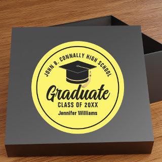 Yellow Black Graduate Personalized 2024 Graduation Classic Round Sticker