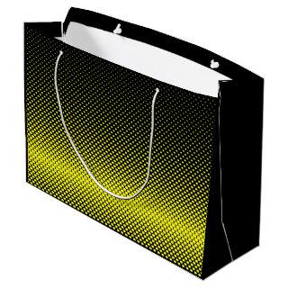 Yellow Black Polka Dot Halftone Background     Large Gift Bag