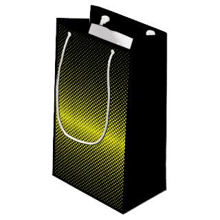 Yellow Black Polka Dot Halftone Background   Small Gift Bag