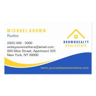 Yellow Blue Classy Roof and Window Rent Home Rectangular Sticker