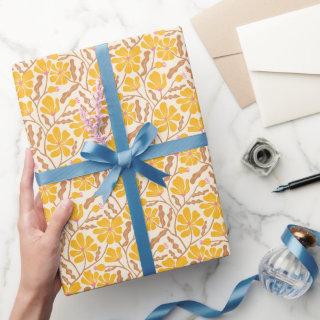 Yellow Boho Mid Century Modern Floral Pattern