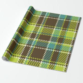 Yellow brown and blue plaid pattern