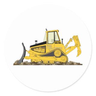 Yellow Bulldozer Classic Round Sticker