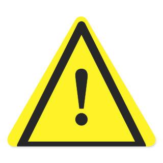 Yellow caution sign with exclamation mark icon triangle sticker