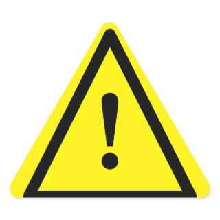 Yellow caution sign with exclamation mark icon triangle sticker