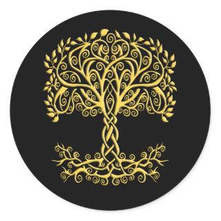 Yellow Celtic Tree Of Life Classic Round Sticker