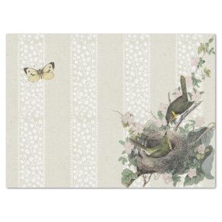 Yellow Chat Bird Nest Butterfly Decoupage Lace Tissue Paper