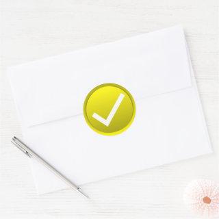 Yellow Check Mark Symbol Classic Round Sticker