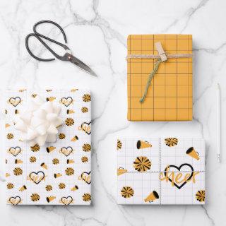 Yellow Cheer Hearts, Pom Poms, Megaphone Pattern  Sheets