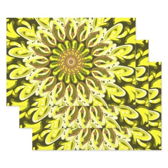 Yellow Chrysanthemum Floral Patterned Abstract  Sheets