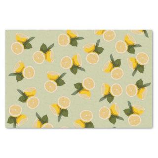 Yellow Citrus Lemon Fruit on Pale Lime Green Tissue Paper