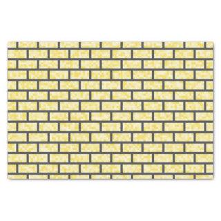 Yellow, Classic, 8-Bit Inspired Bricks Pattern Tissue Paper