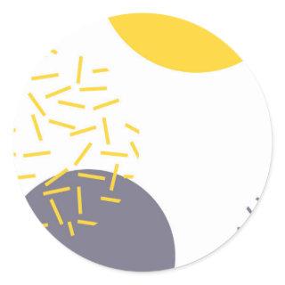 Yellow, cool, modern, trendy geometric art classic round sticker