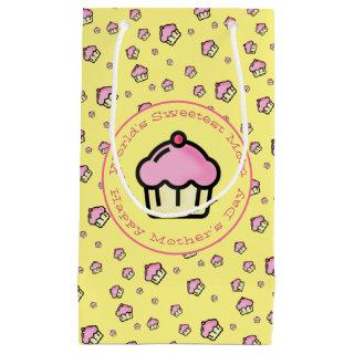 Yellow Cupcake Pattern Happy Mothers Day Gift Bag