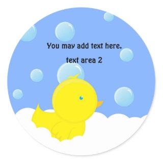 Yellow Duckie in Bubble Bath Baby Shower Sticker