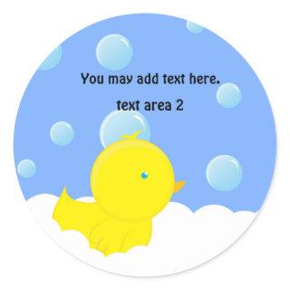 Yellow Duckie in Bubble Bath Baby Shower Sticker