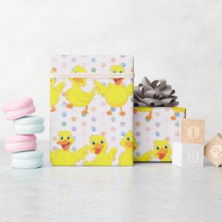 Yellow Ducks on Polka Dots