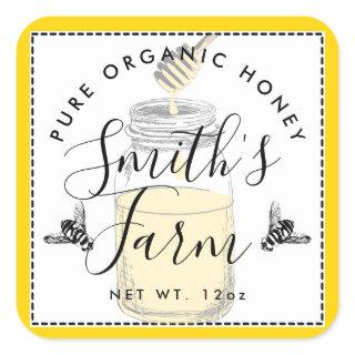 Yellow Farm shop honey jar label small business