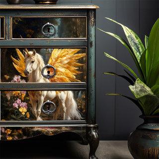 Yellow Feathered Fairy Horse Decoupage Crafting Tissue Paper