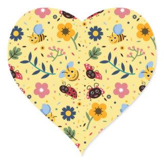 Yellow floral  heart sticker