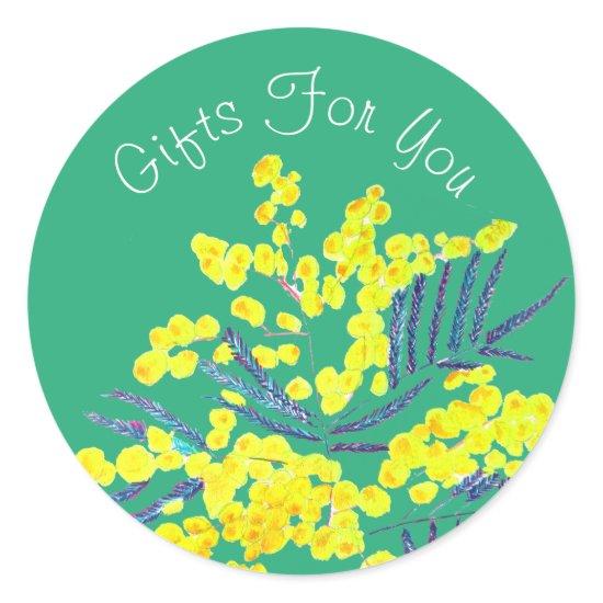Yellow flower design Gift business branding Classic Round Sticker