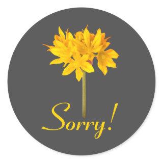 Yellow Flower Sorry Classic Round Sticker
