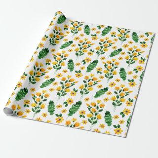 Yellow Garden Flower Watercolor Pattern