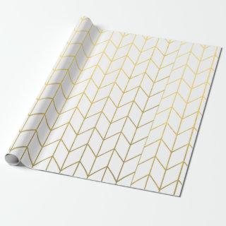 Yellow Gold Chevron White Modern Chic