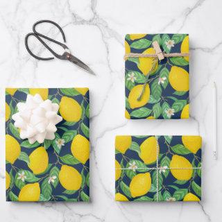 Yellow Green Navy Blue Lemon Pattern   Sheets