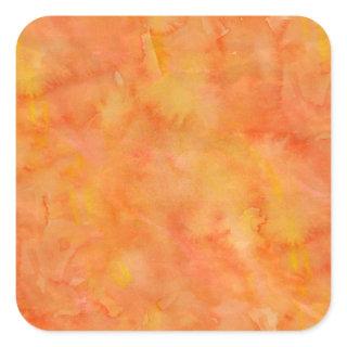 Yellow Green Orange Watercolor Texture Pattern Square Sticker