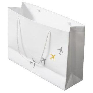 Yellow Grey Planes Airplanes Aviation Fly Airways Large Gift Bag