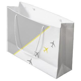 Yellow Grey Planes Airplanes Aviation Fly Large Gift Bag