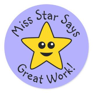 Yellow Happy Star Great Work Stickers