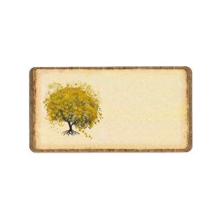Yellow Heart Leafed Tree Bark Trim Label