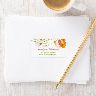 Yellow Hibiscus & Swallows Floral Wedding Address Label