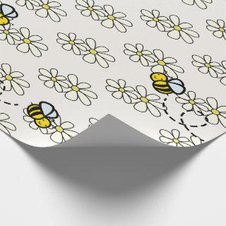 Yellow Honey Bee & White Daisy Pattern Cream