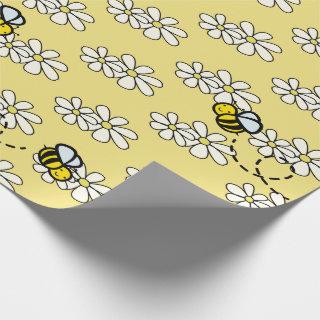 Yellow Honey Bee & White Daisy Pattern