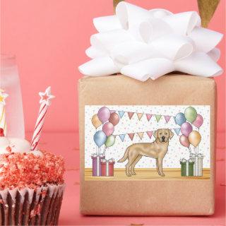 Yellow Labrador Retriever Dog Colorful Birthday Rectangular Sticker