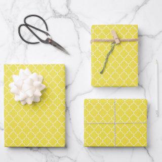 Yellow Latticework, Quatrefoil, Moroccan Trellis  Sheets