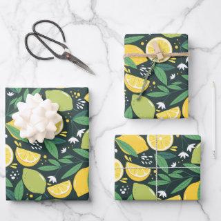 Yellow Lemon and Green Lime Fruit Food Pattern  Sheets