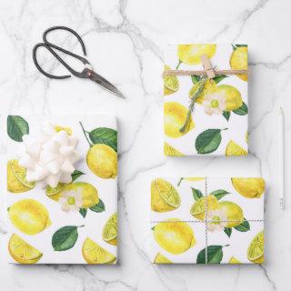 Yellow Lemons Watercolor Fruit Pattern  Sheets