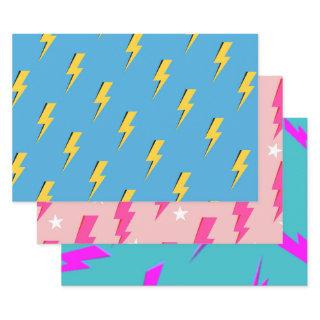 Yellow Lightning Blue Background Y2K Pattern  Sheets