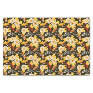Yellow Lotus Flowers With Loi Fish Tissue Paper