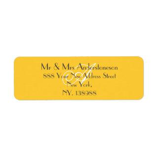 Yellow Monogram Wedding RSVP Return Address  Label