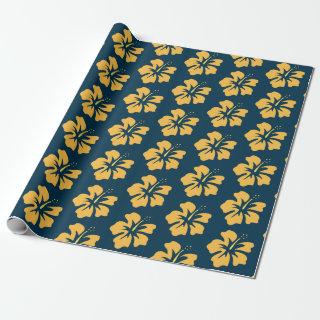Yellow on Prussian Blue Hibiscus