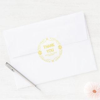 Yellow papel picado folk art Thank You Baby Shower Classic Round Sticker